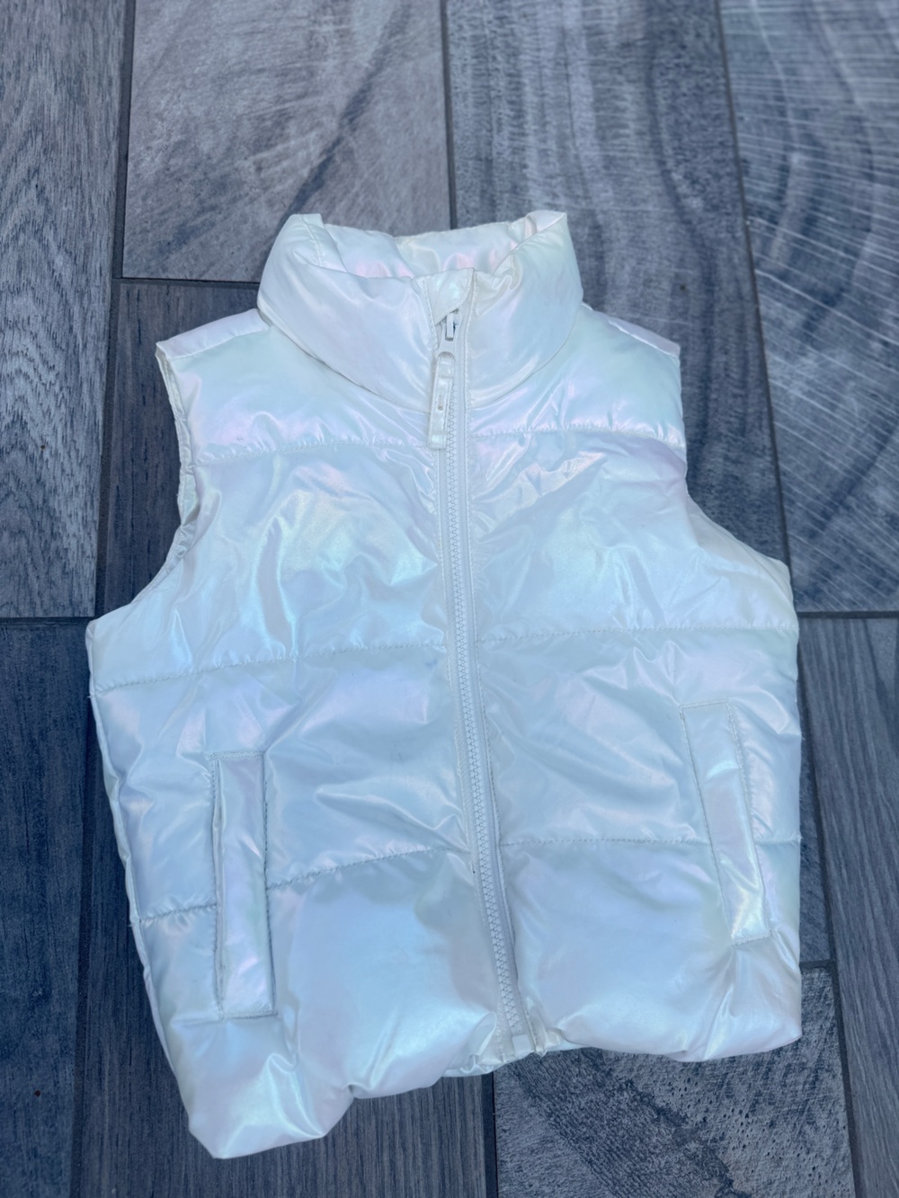 Old Navy Iridescent White Puffer Vest